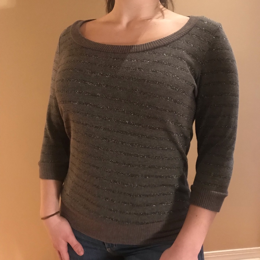 Libian USA charcoal striped top